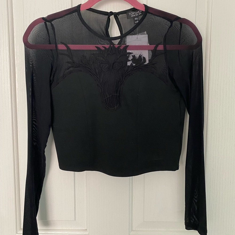 TOP SHOP black mesh going out top